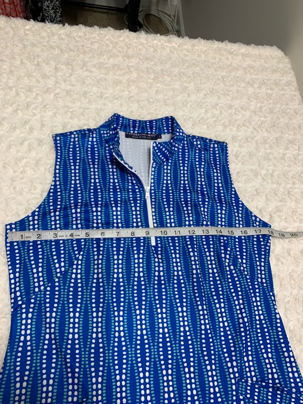 Katherine Way 1/4 Zip Sleeveless Shift Dress Blue Sz S - Picture 8 of 9